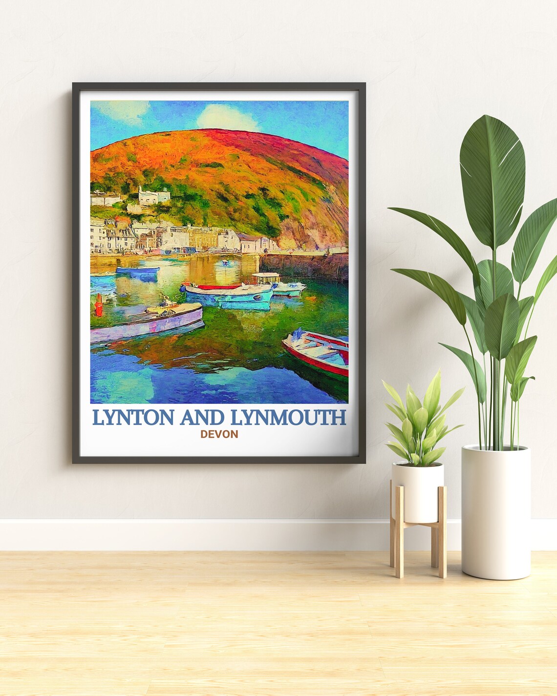 Lynton And Lynmouth Devon Harbour Boats Vintage Travel Poster - Image 3