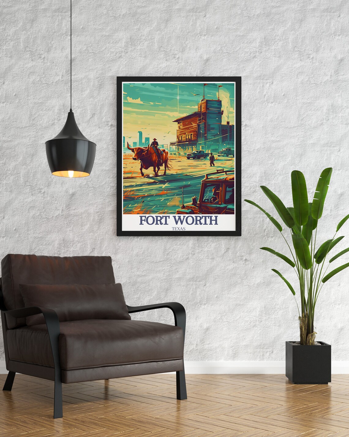Fort Worth Stockyards Cattle Drive Cowboy Heritage Travel Poster - Image 3