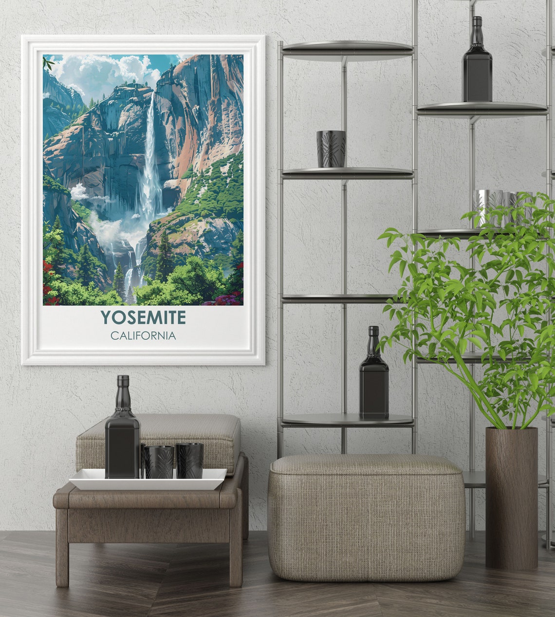 Yosemite California Towering Waterfall Granite Cliffs Poster - Image 3