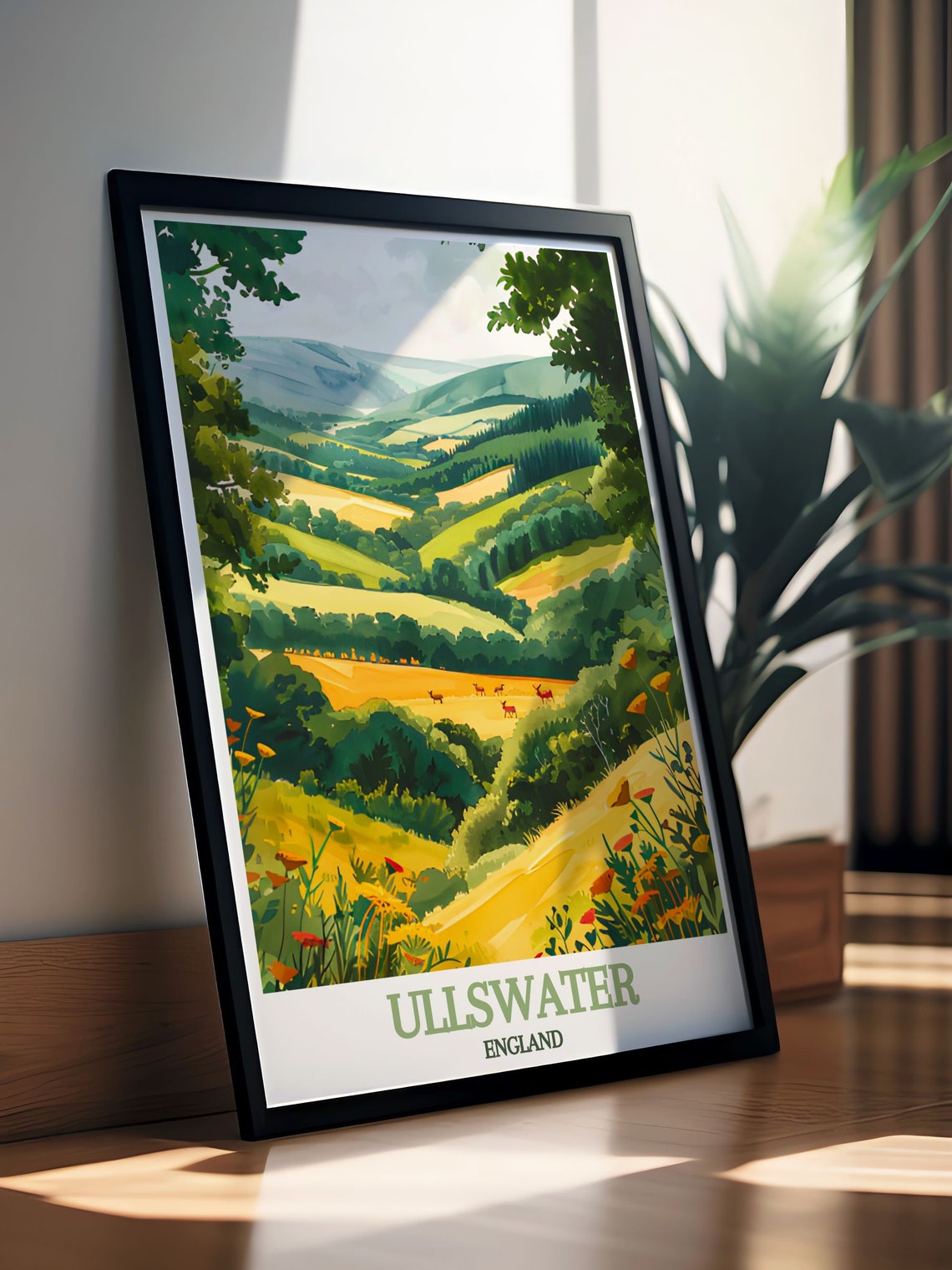 Martindale Deer Grazing in the Ullswater Green Valley Poster - Image 3