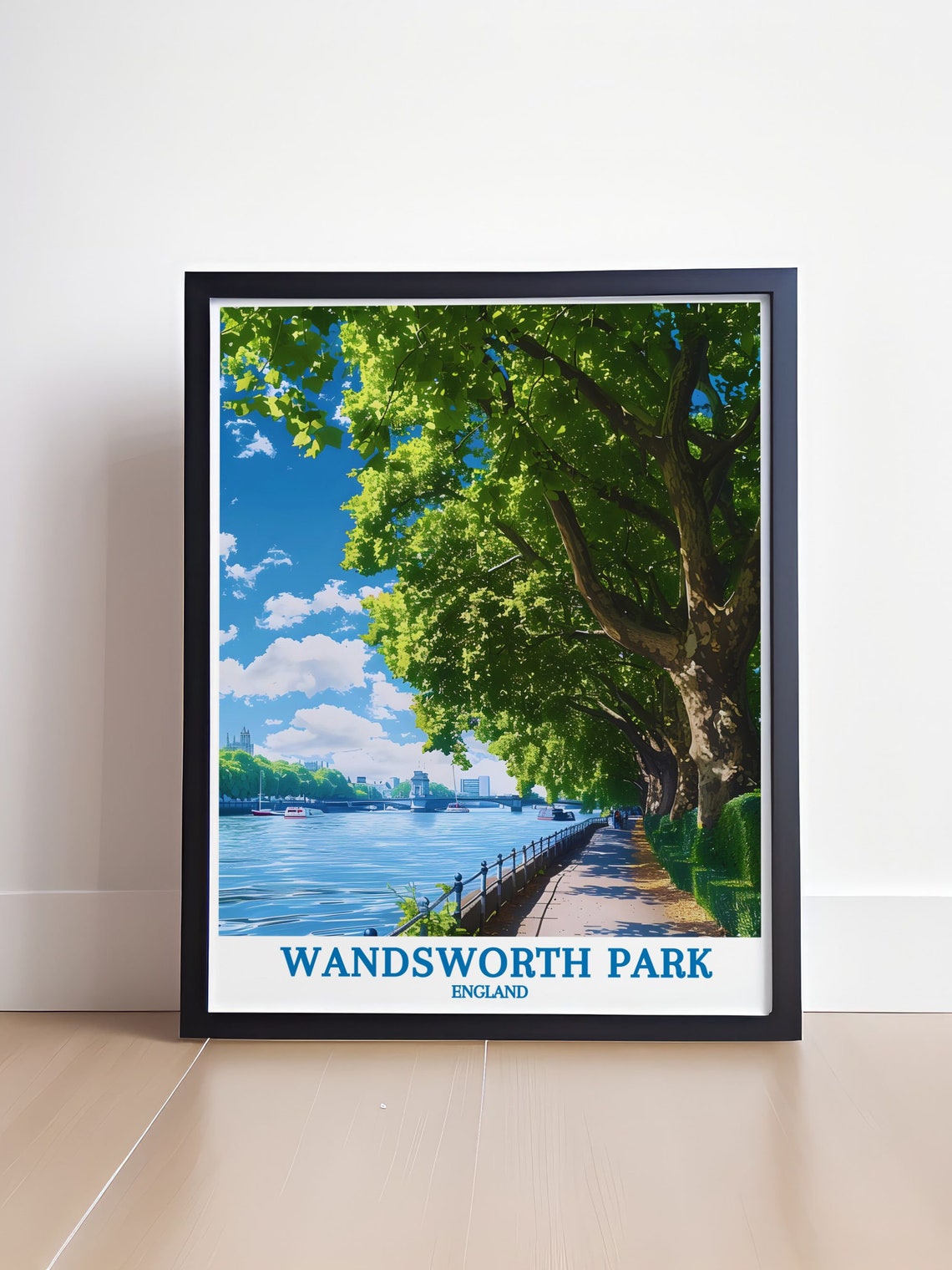 Wandsworth Park England Thames Riverside Summer Walk Scene Poster - Image 4