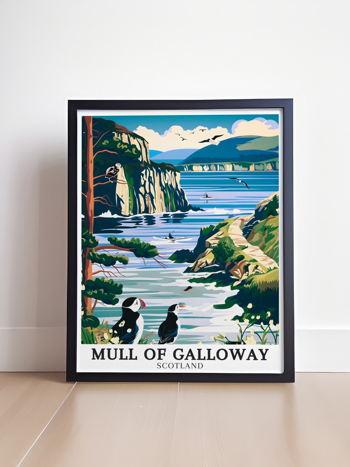 Mull of Galloway Coastal Puffins Sea Cliffs Scotland Travel Poster - Image 4