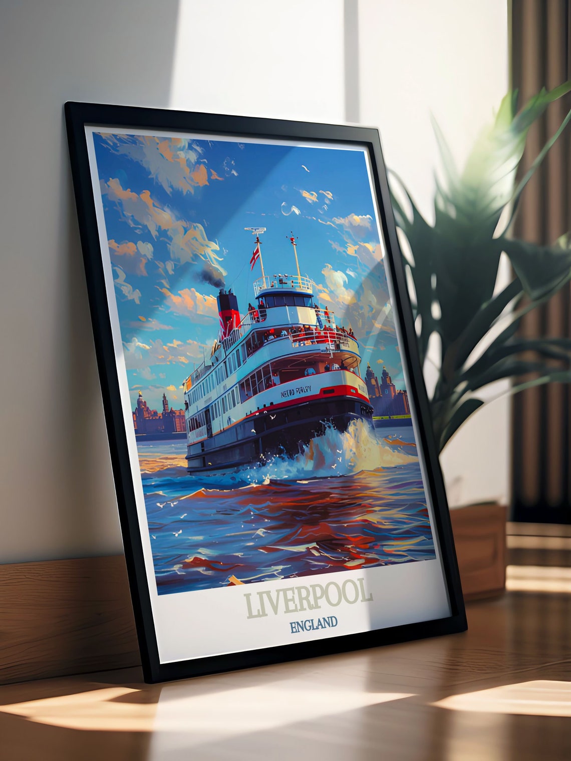 Liverpool England Mersey Ferry Ship in Bright Sunlight Poster - Image 2