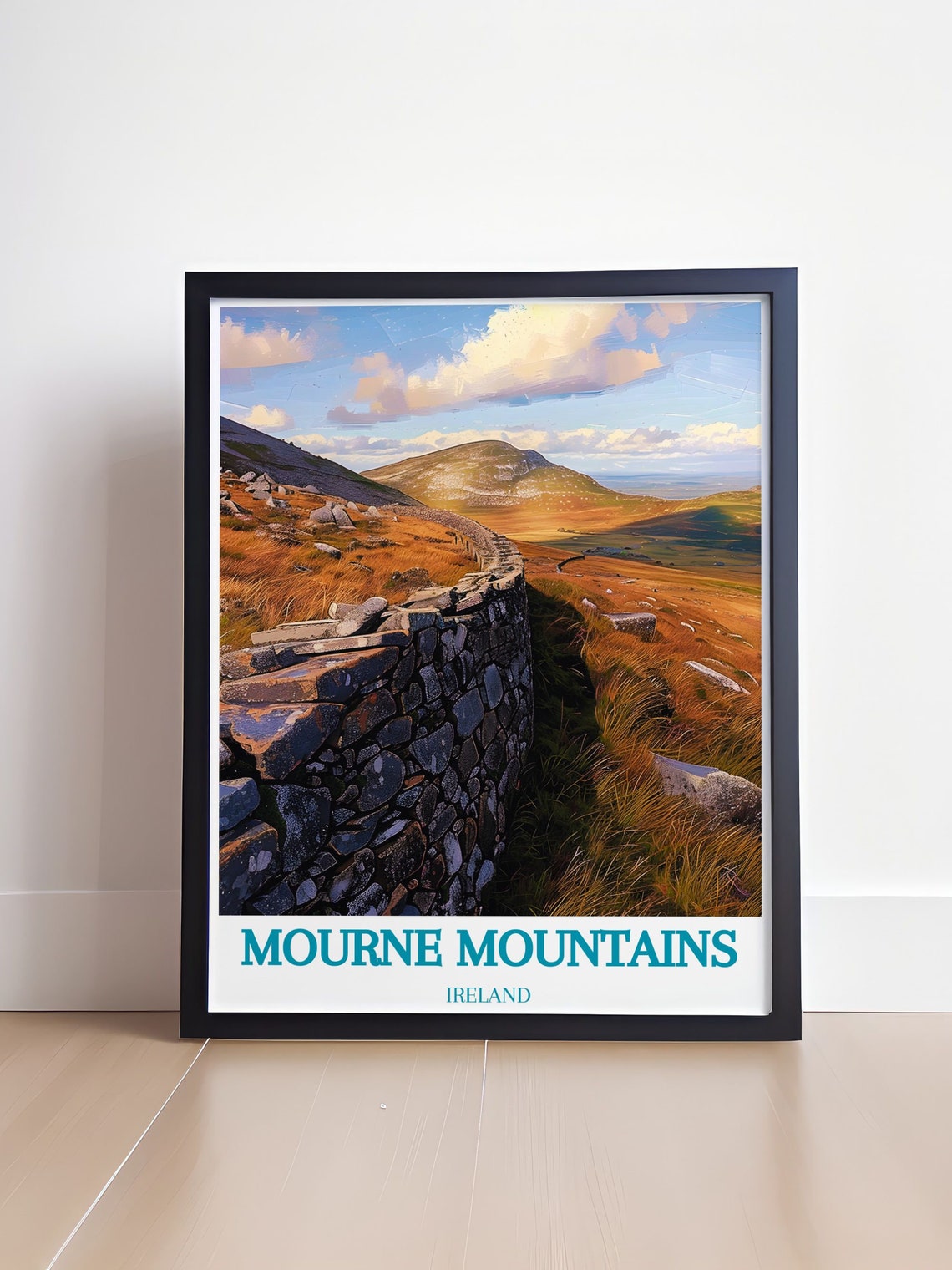 Mourne Mountains Ireland Stone Wall Trail Autumn Hills Poster - Image 4