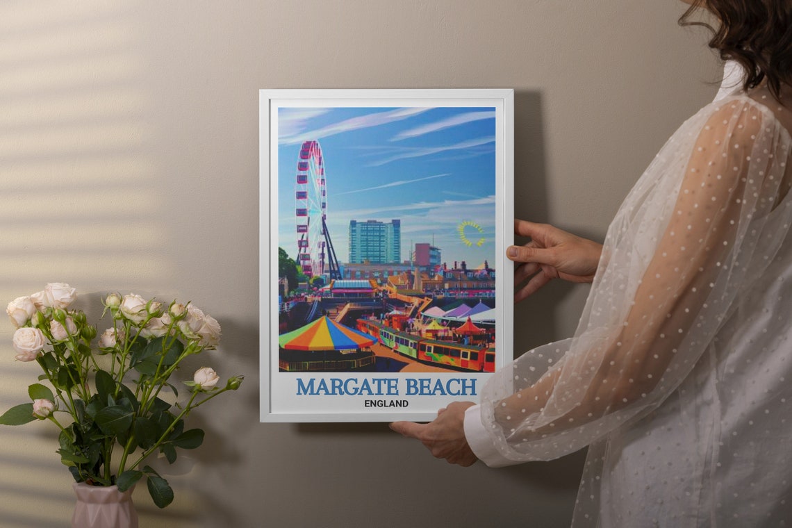 Margate Beach England Dreamland Ferris Wheel Seaside Fun Poster - Image 2