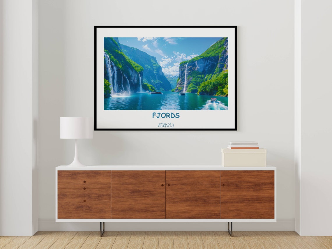 Fjords Travel Print Travel Poster Of Fjords Norway Poster Fjords Art Gift Norway Art Lovers Travel Gift - Image 4