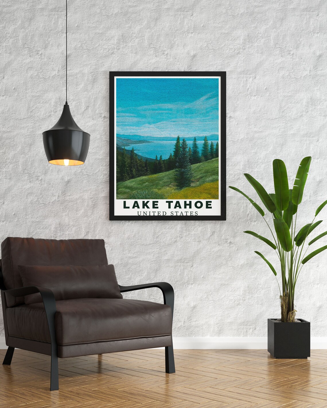 Lake Tahoe Summer Blue Overlook Pines Sierra Nevada Travel Poster - Image 3