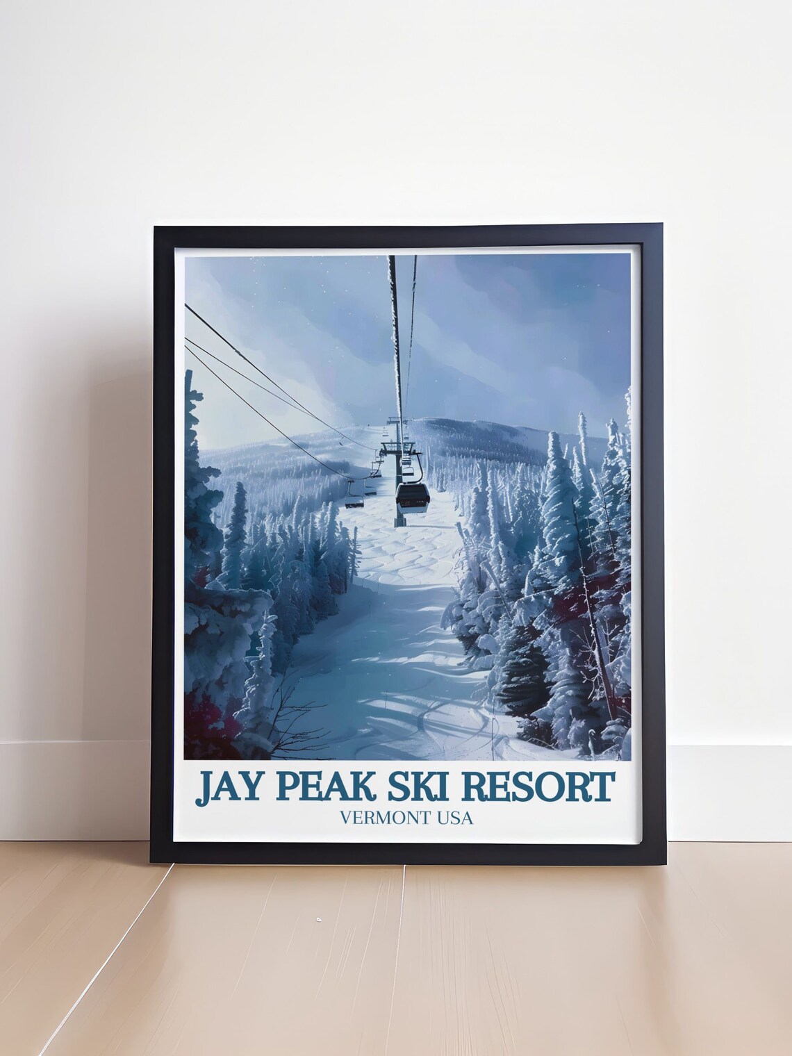 Jay Peak Vermont Snowy Ski Lift Frosted Forest Winter Travel Poster - Image 4
