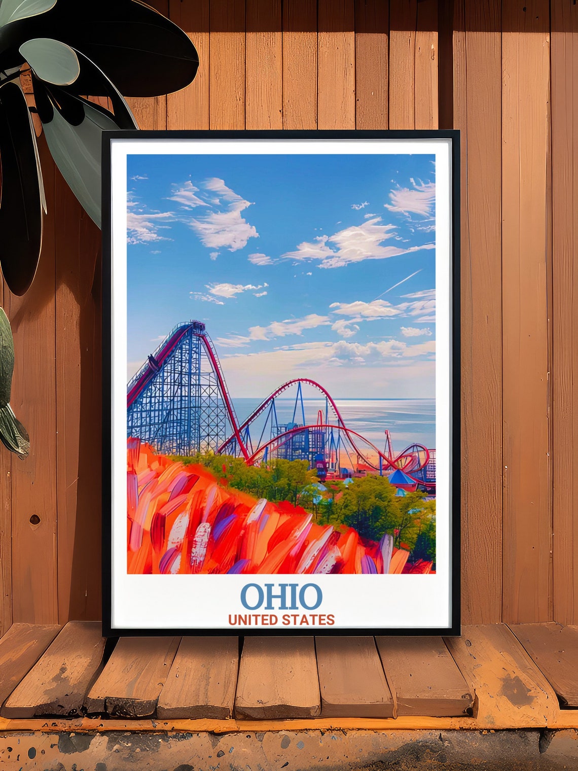 Ohio United States Cedar Point Roller Coaster Lake Erie Thrills Poster - Image 2