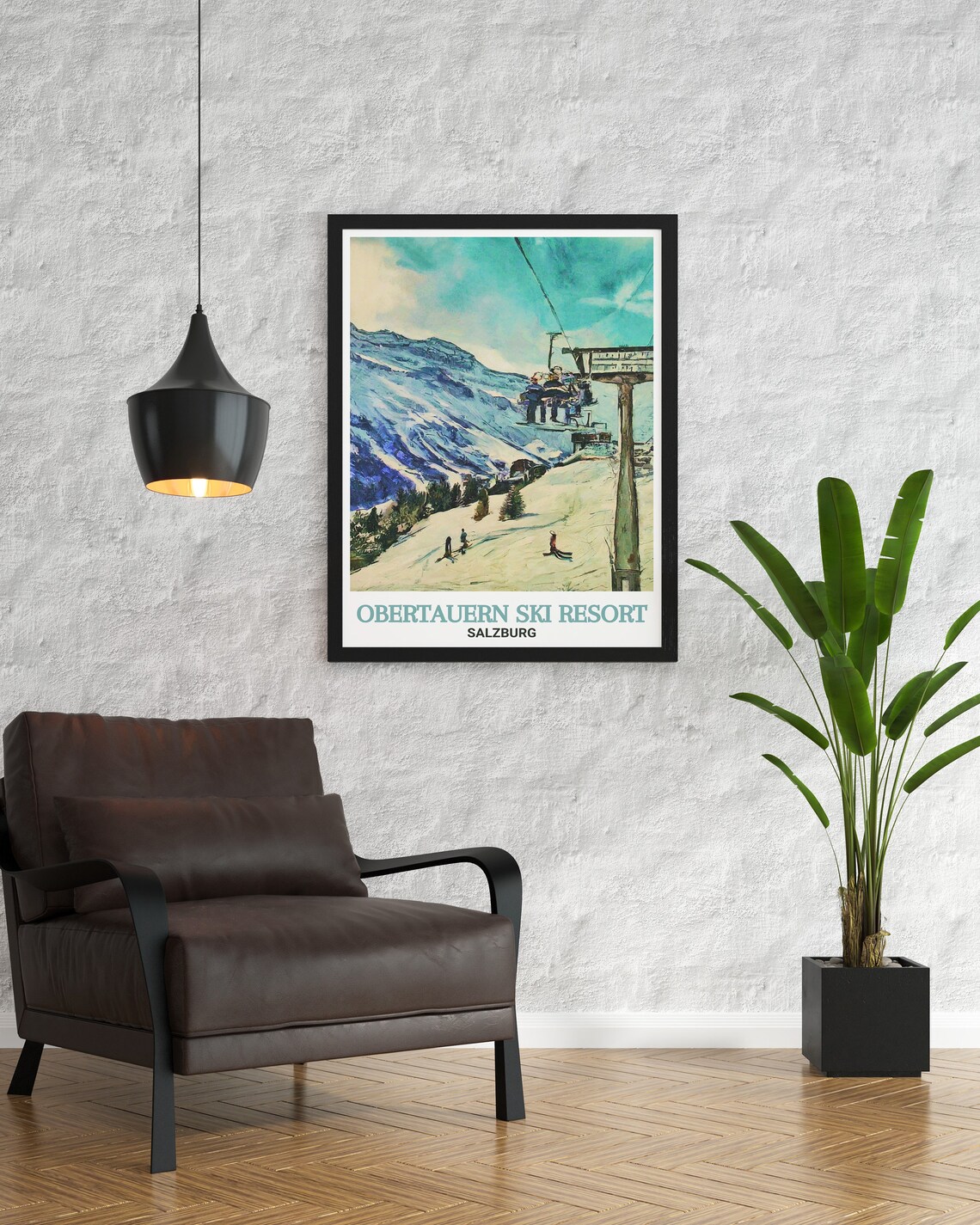 Obertauern Ski Resort Salzburg Chairlift Mountain Snow Poster - Image 2