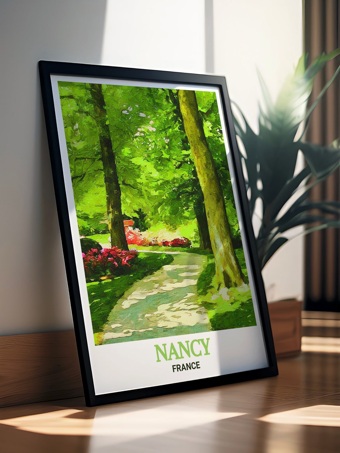 Nancy France Pepiniere Park Tree Lined Path Green Travel Poster - Image 3