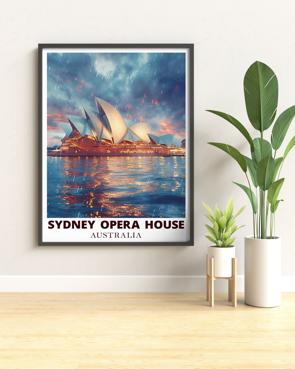 Sydney Opera House Rainy Twilight Evening Harbour Glow Travel Poster - Image 3