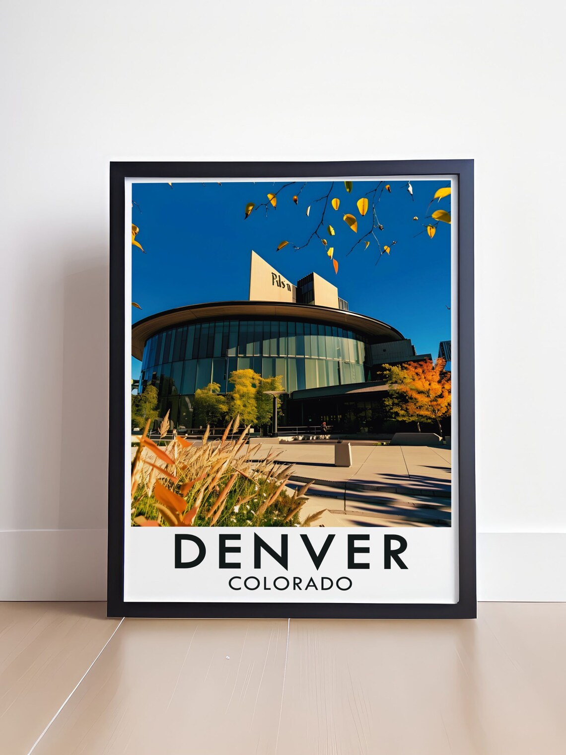 Denver Colorado Art Museum Building Autumn Foliage Travel Poster - Image 4