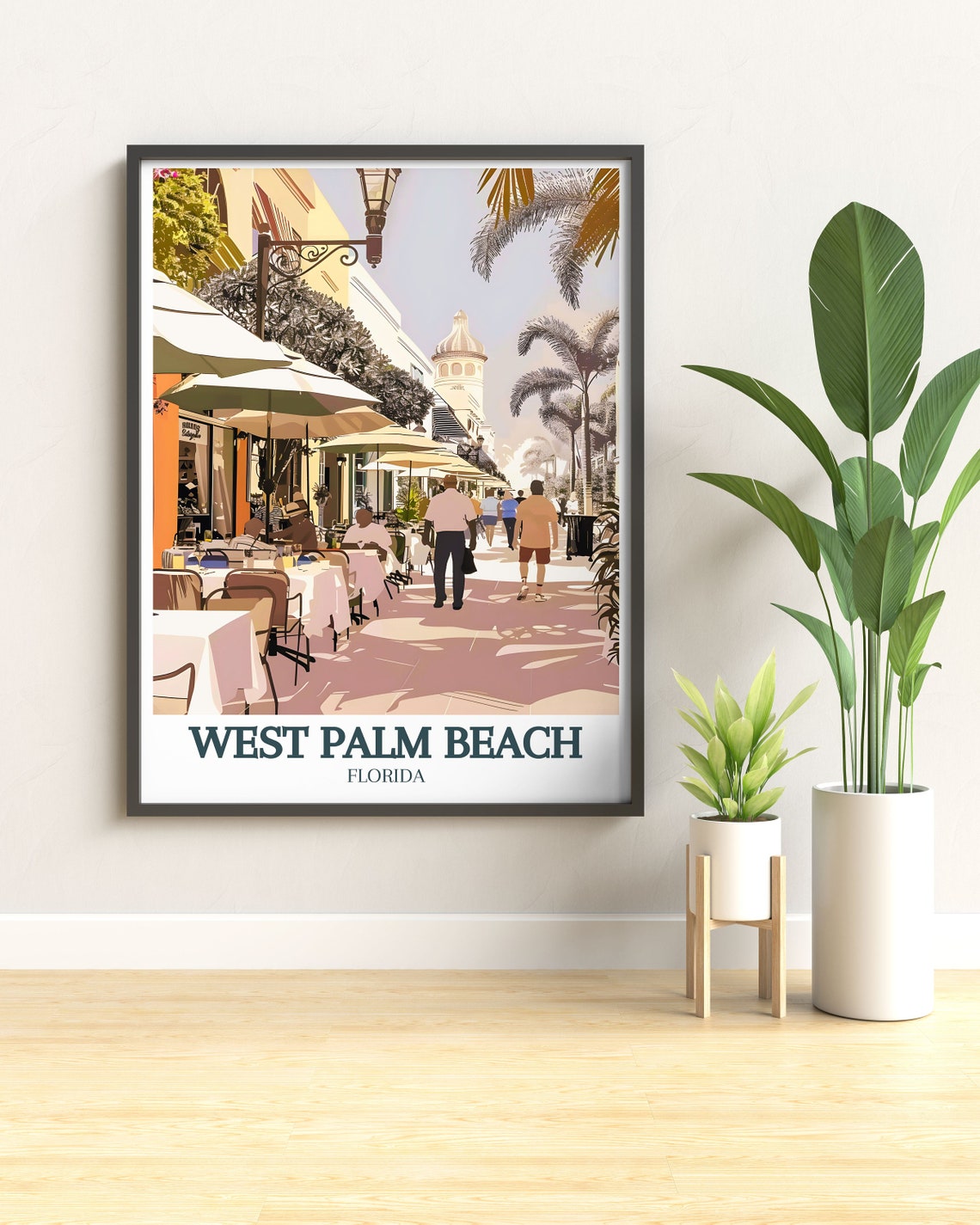 West Palm Beach Worth Avenue Cafes Street Scene Travel Poster - Image 2