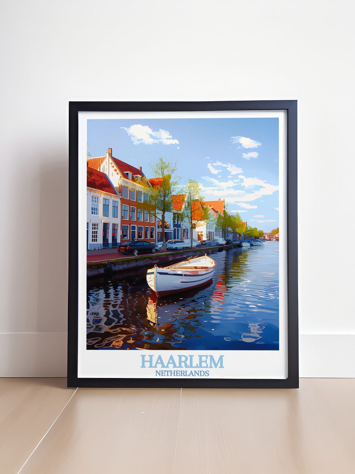 Haarlem Netherlands Spaarne River Canal Quiet Bright Morning Poster - Image 4