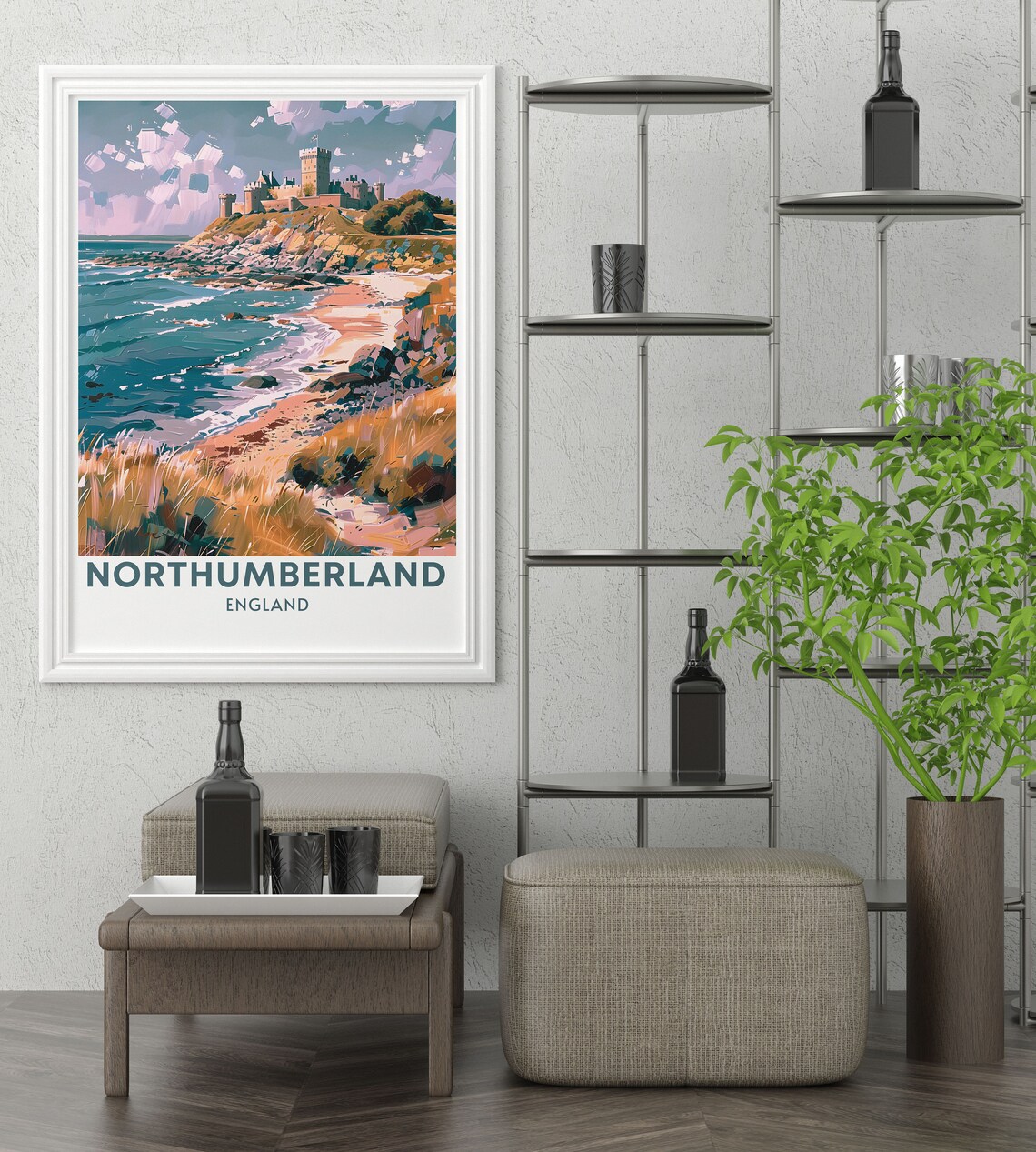Bamburgh Castle Beach Dunes Northumberland England Travel Poster - Image 2