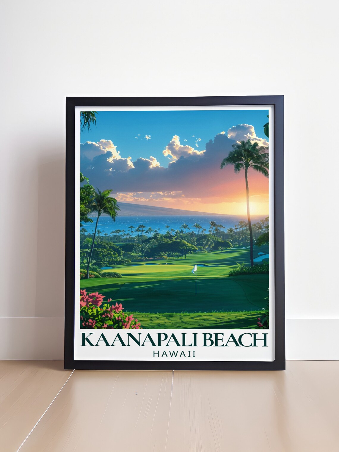 Kaanapali Beach Hawaiian Travel Poster, Maui Seascape - Image 4