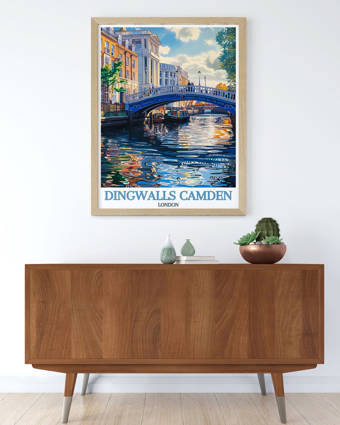 Dingwalls Camden Lock Bridge Canal Reflections London Poster - Image 2