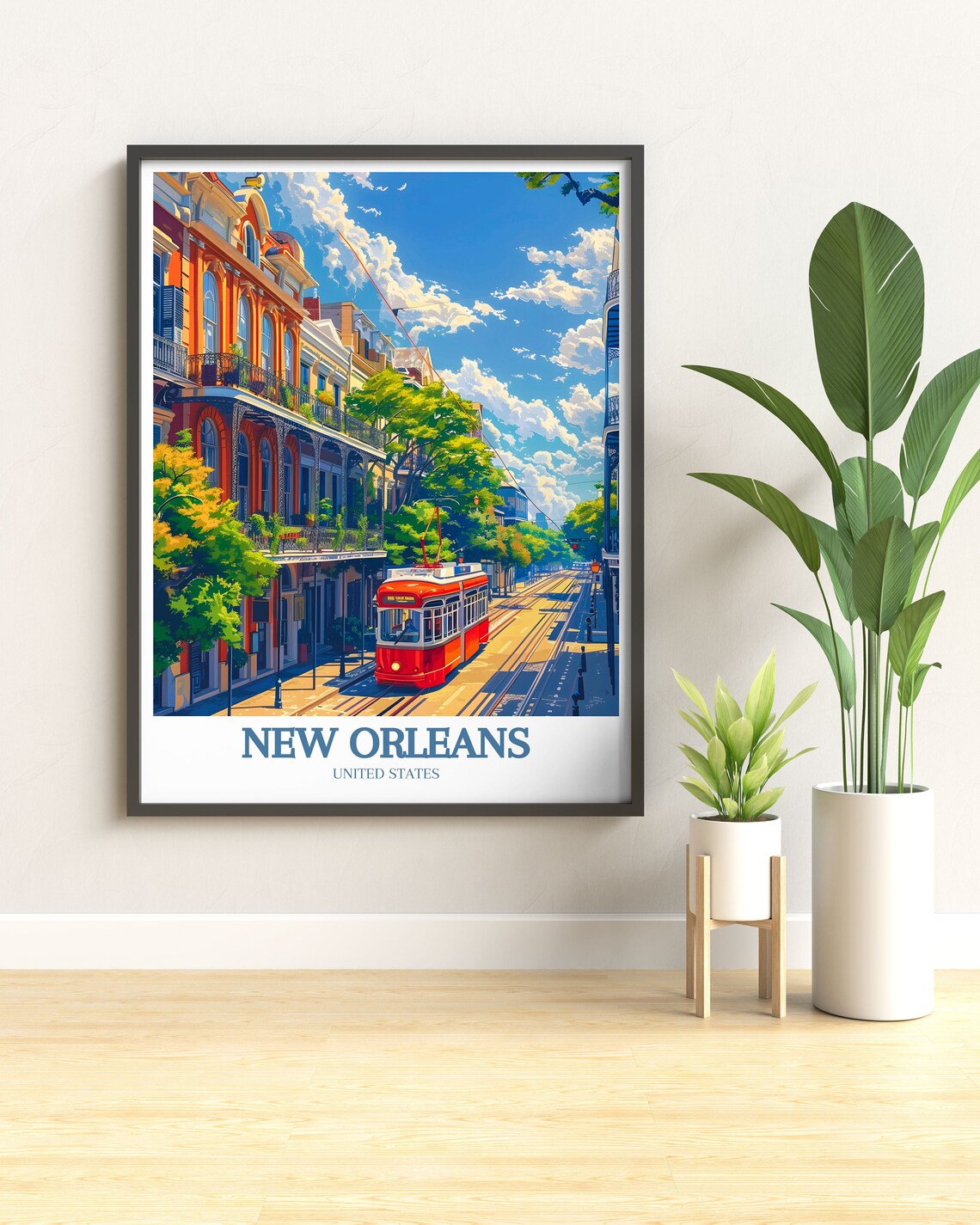 New Orleans United States Travel Poster Red Streetcar City Street - Image 3