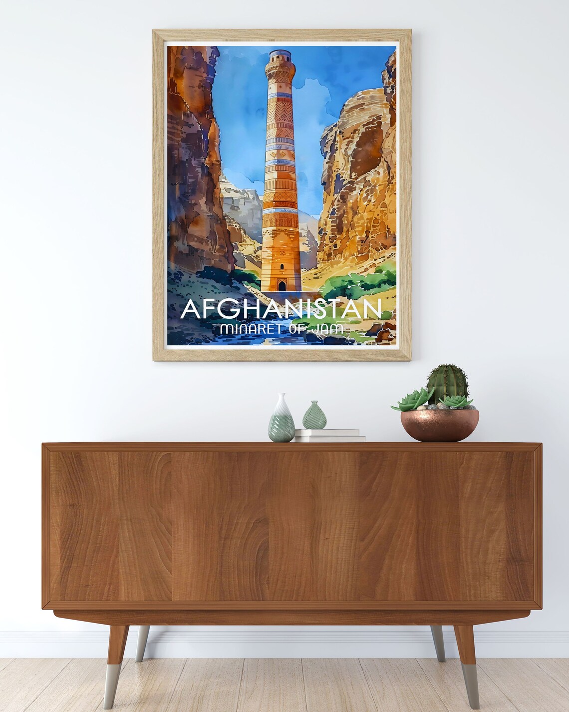 Afghanistan Minaret Of Jam Watercolor Historic Desert Tower Poster - Image 3