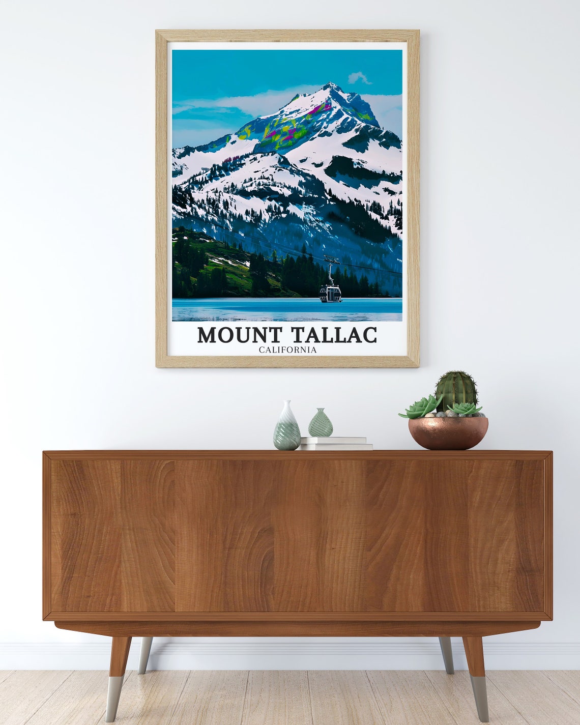 Mount Tallac California Snowy Peak Gondola Lake Tahoe Travel Poster - Image 3