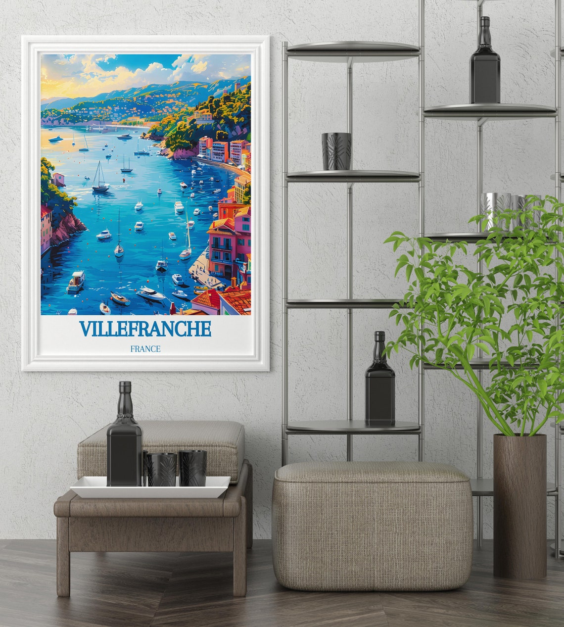 Villefranche France Harbor Sailboats Charming Retro Travel Poster - Image 3