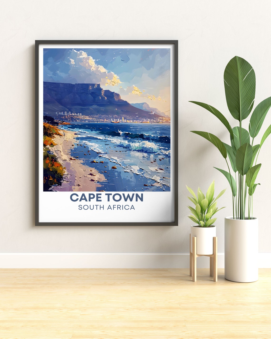Cape Town South Africa Table Mountain Beach Art Travel Poster - Image 2