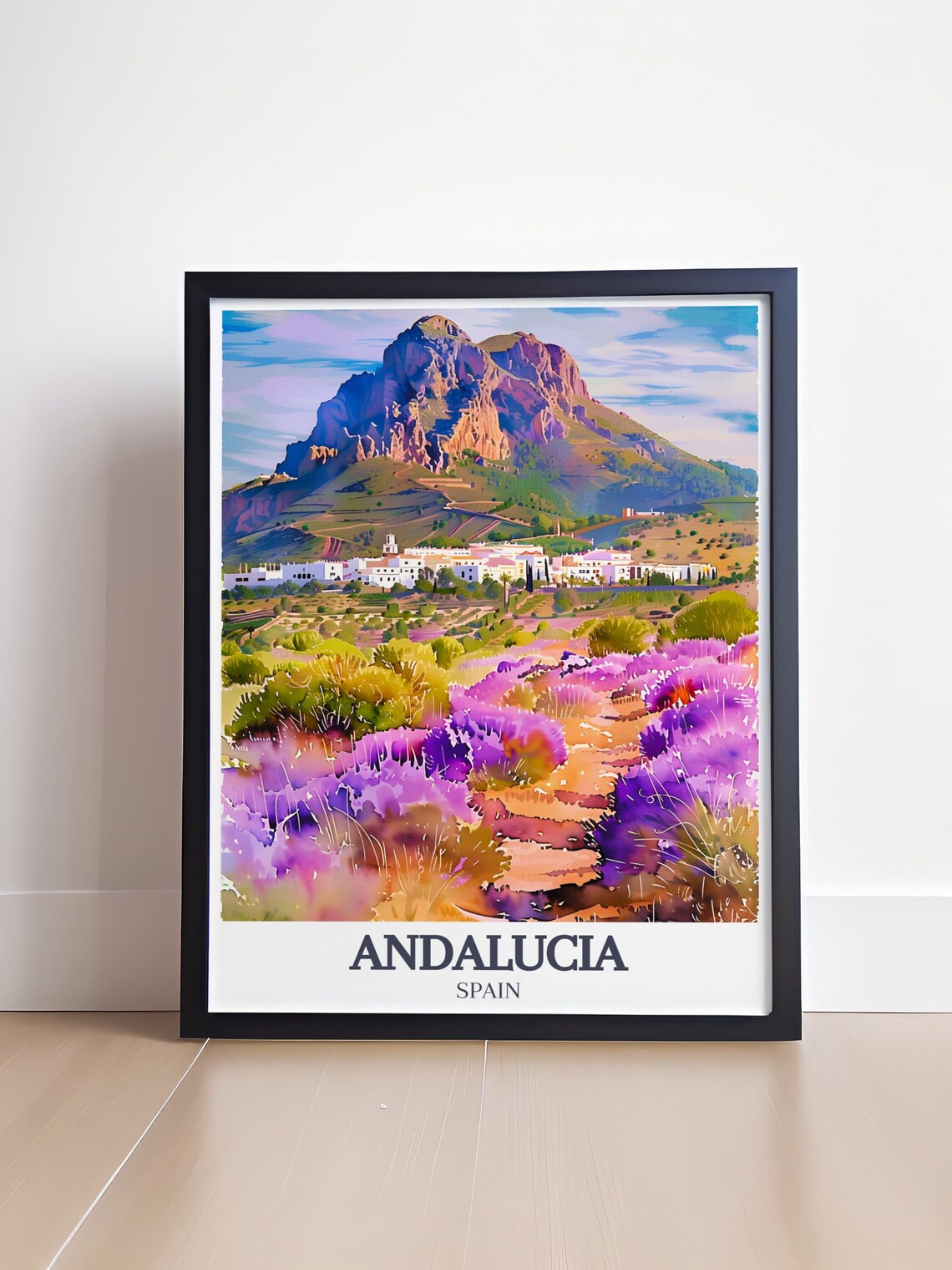 Andalucia Spain Mountain Village and Lavender Field Travel Poster - Image 4