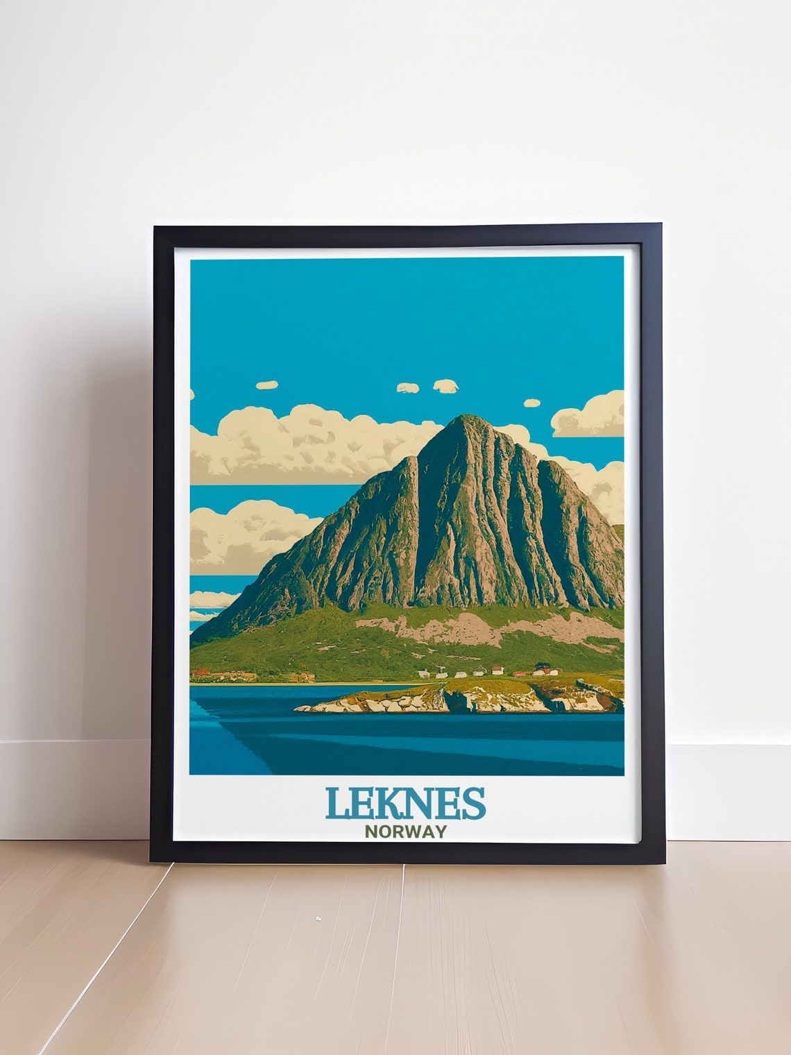 Leknes Norway Dramatic Mount Hoven Peak Alpine Lake Travel Poster - Image 4