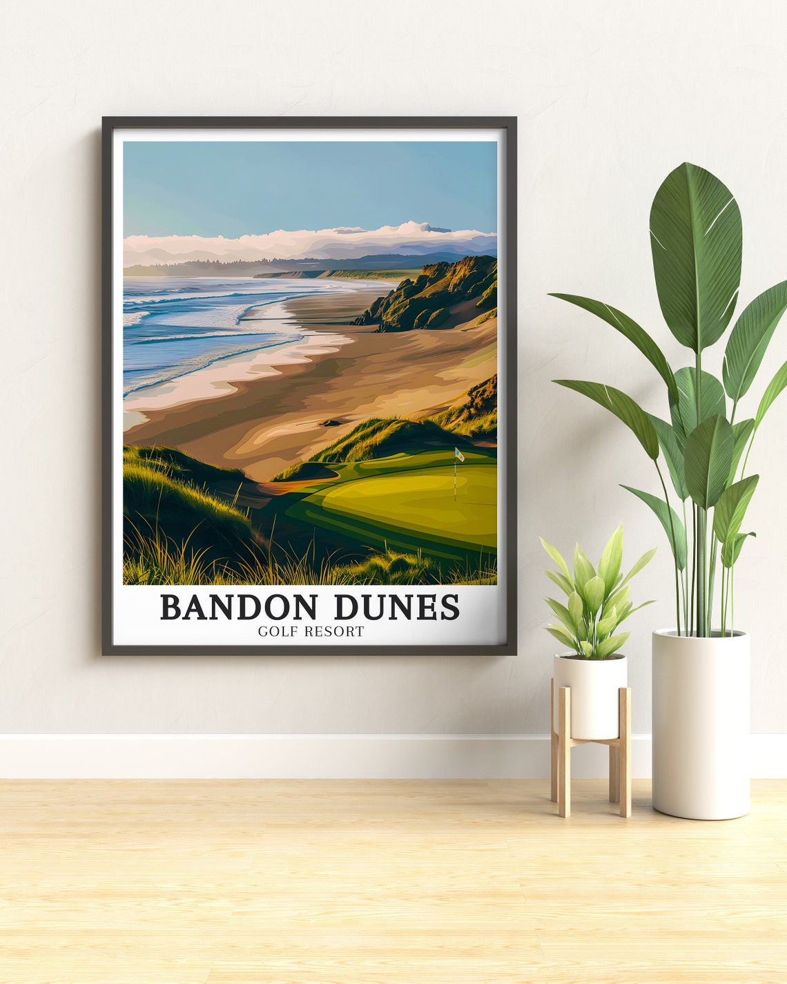 Bandon Dunes Sandy Beach Dunes and Oceanside Green View Poster - Image 2