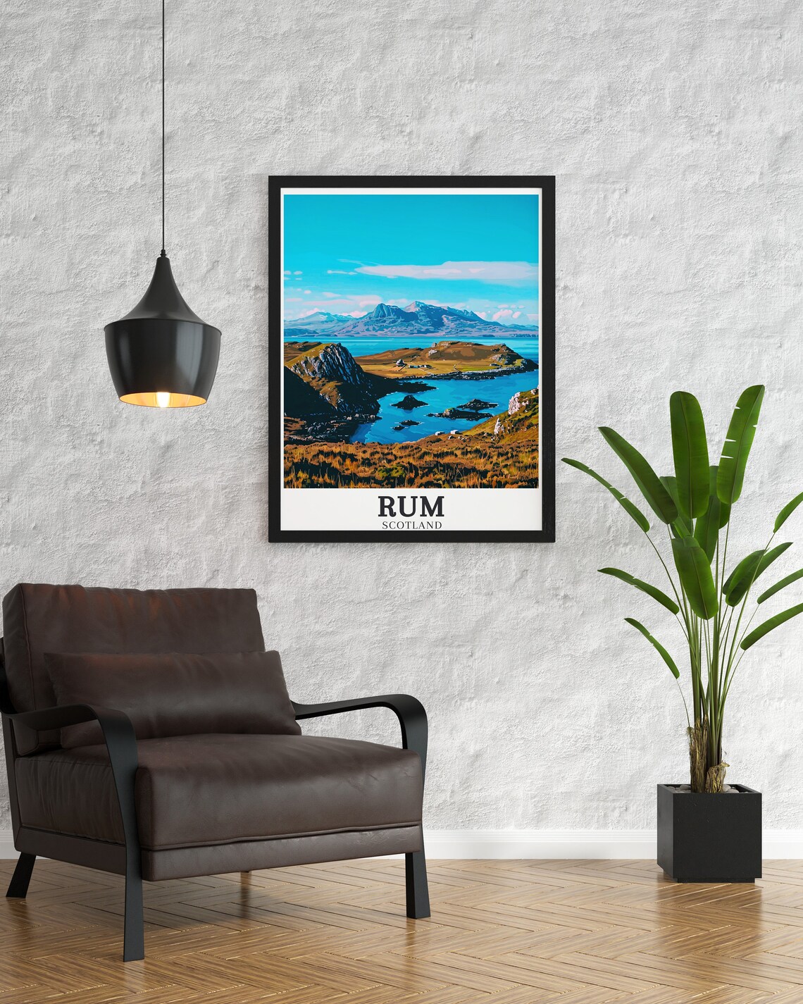 Isle of Rum Cuillin Mountains Sea View Scotland Travel Poster - Image 2