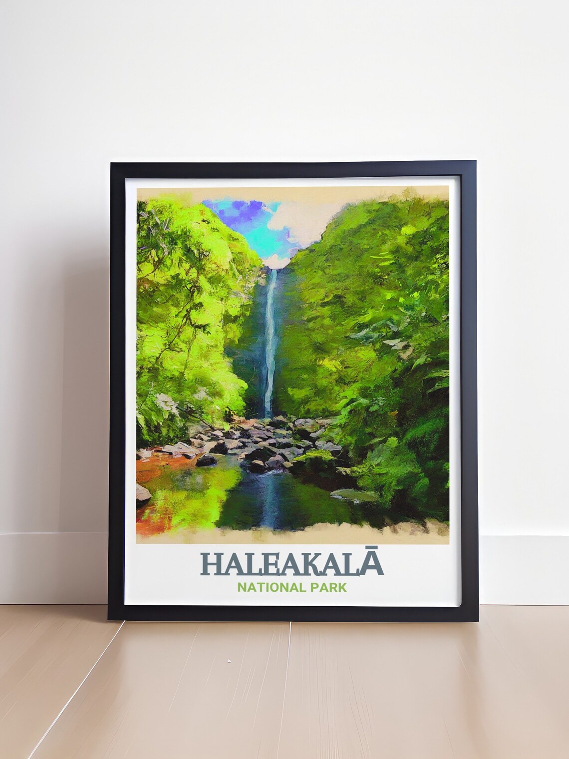 Haleakalā National Park Tall Waterfall Lush Valley Travel Poster - Image 4