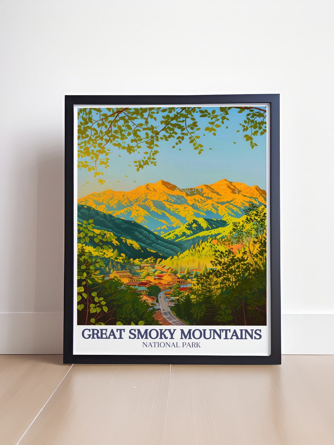Great Smoky Mountains Golden Valley Village Scenic Travel Poster - Image 4