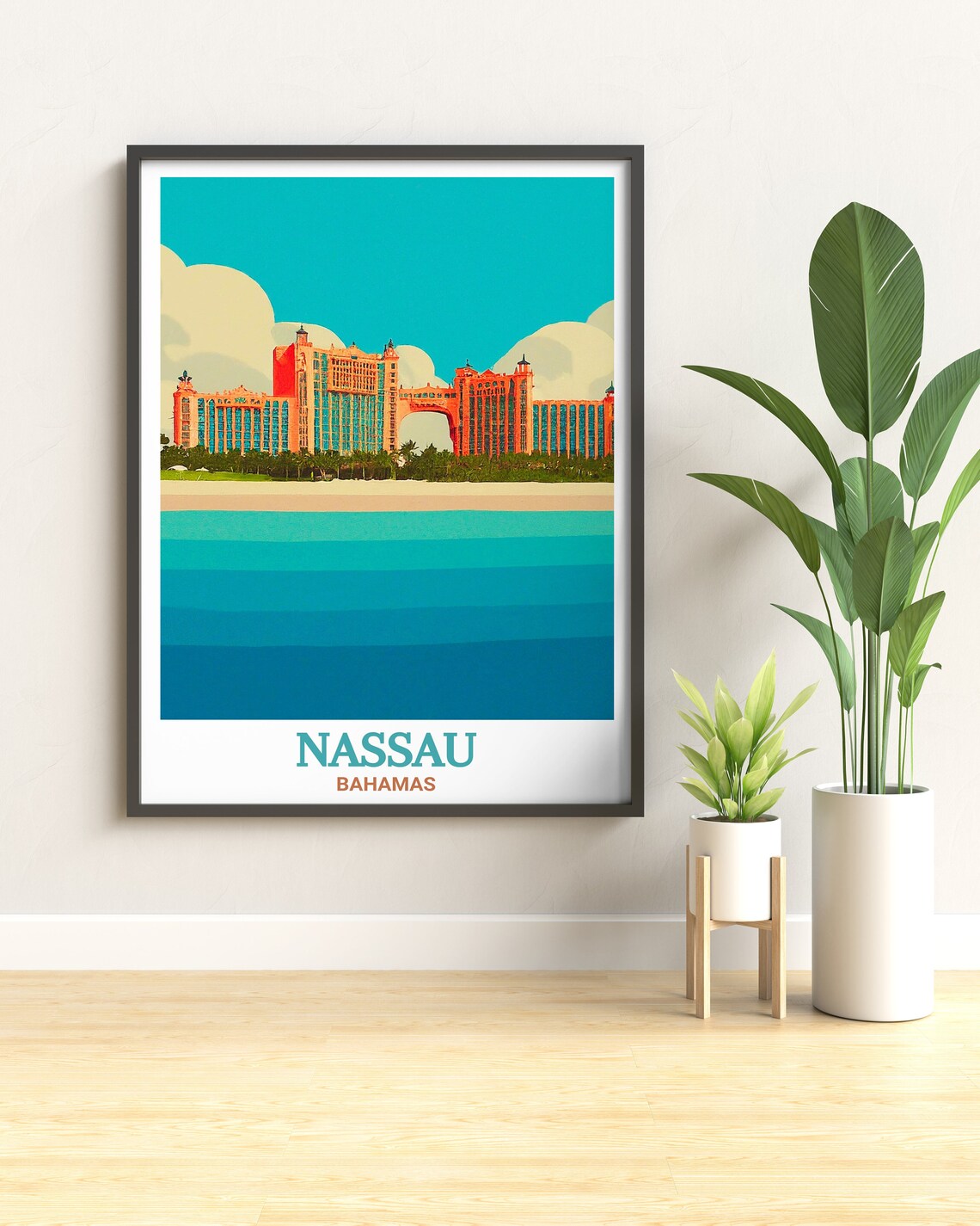 Nassau Atlantis Resort Pink Towers Caribbean Sea View Poster - Image 2