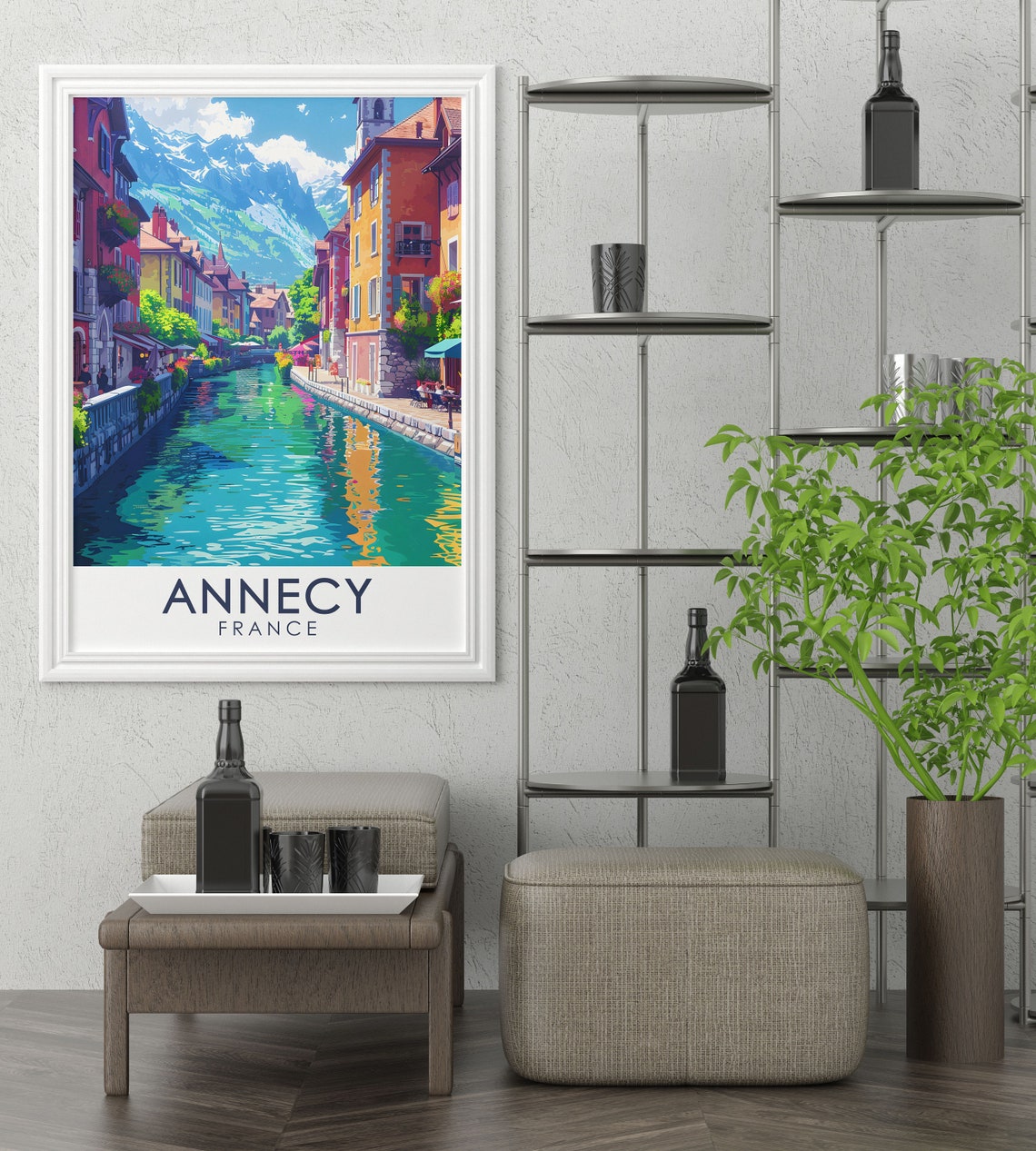 Annecy Print Old Town Home Decor Annecy France Antique Decor France Travel Posters France Travel Art Lake Annecy Wall Art - Image 2
