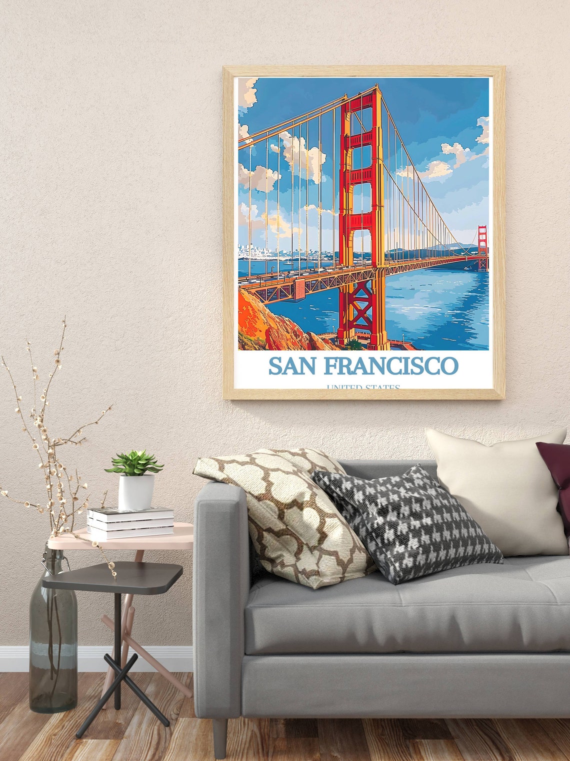 San Francisco Golden Gate Bridge Bay Waterfront Close Up Travel Poster - Image 3
