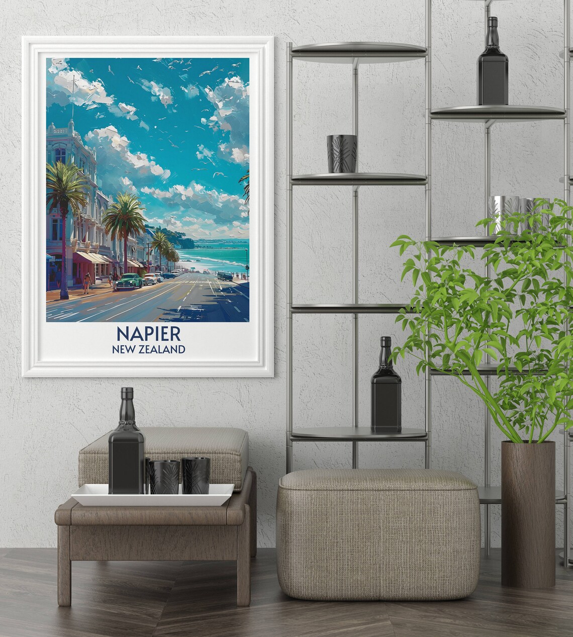 Napier New Zealand Art Deco Waterfront Vintage Travel Poster - Image 3