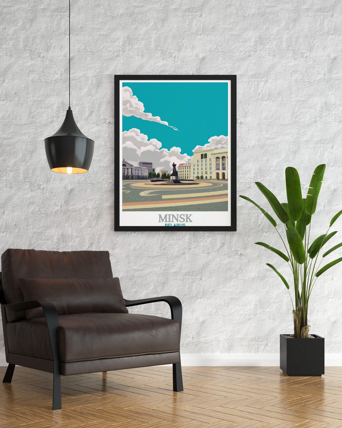 Minsk Belarus Independence Square Roundabout Monument Travel Poster - Image 3