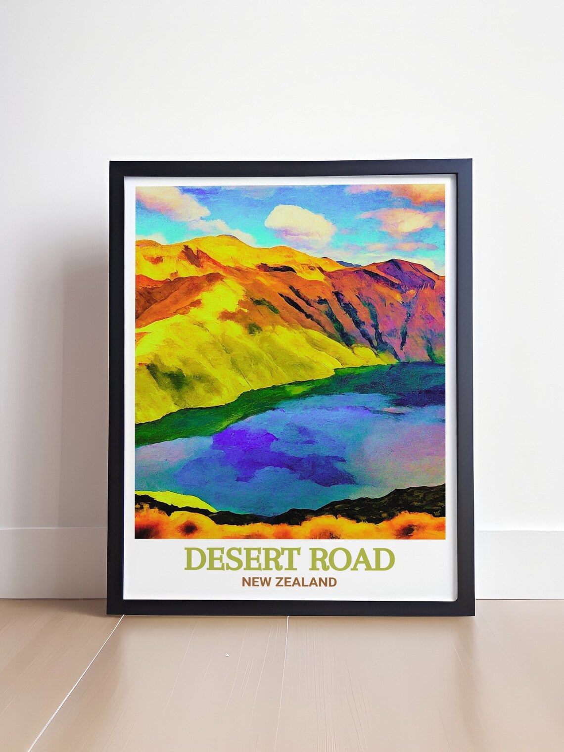 Desert Road Tama Lakes Golden Hills New Zealand Scenic Poster - Image 4