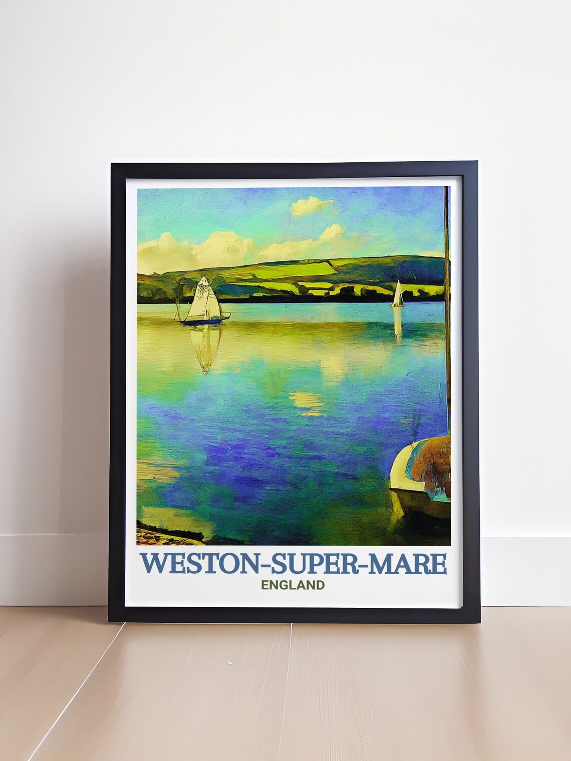 Weston Super Mare England Sailboats On Calm Waters Travel Poster - Image 4