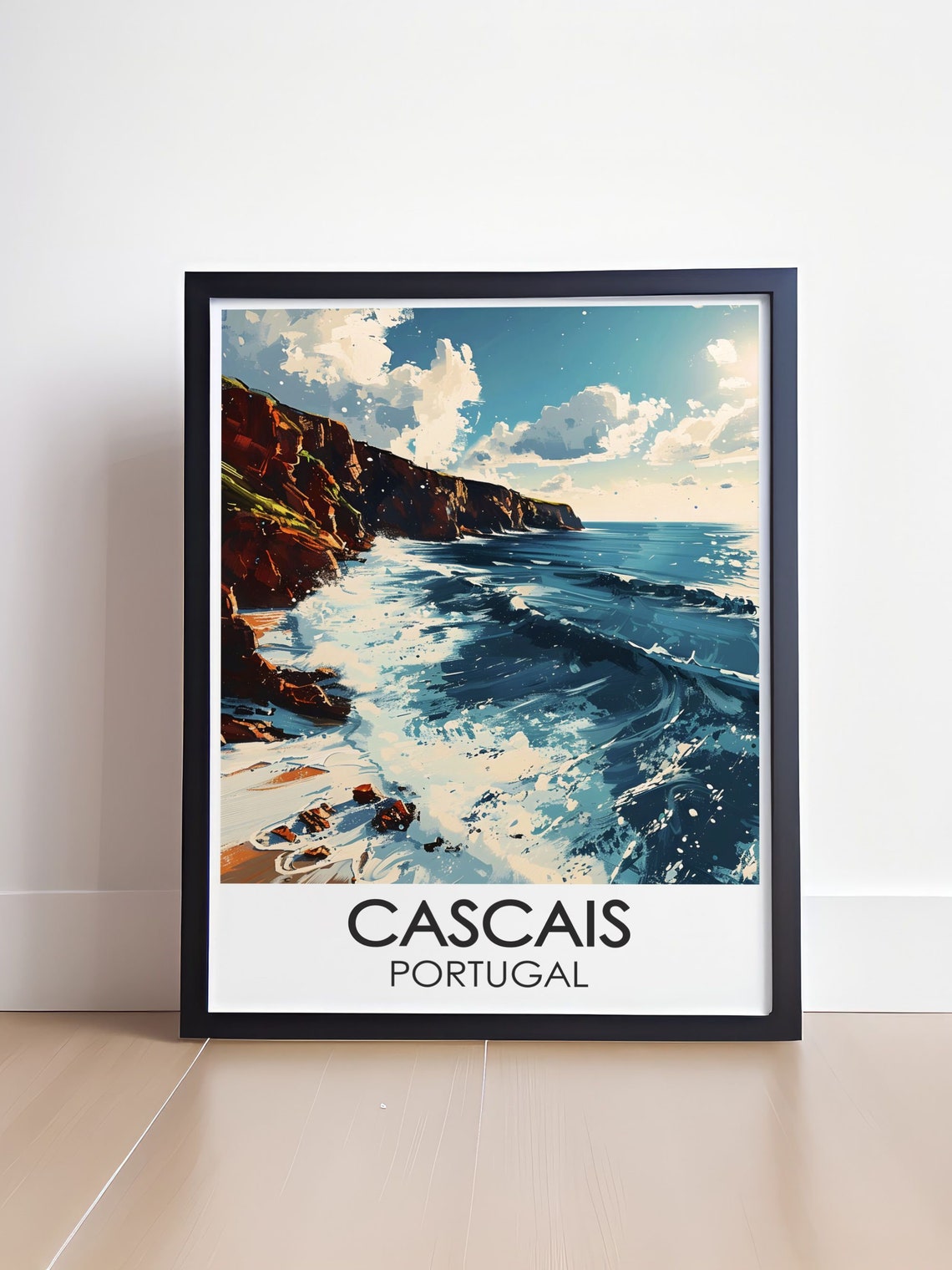 Cascais Portugal Dramatic Rocky Coast Ocean Waves Travel Poster - Image 4