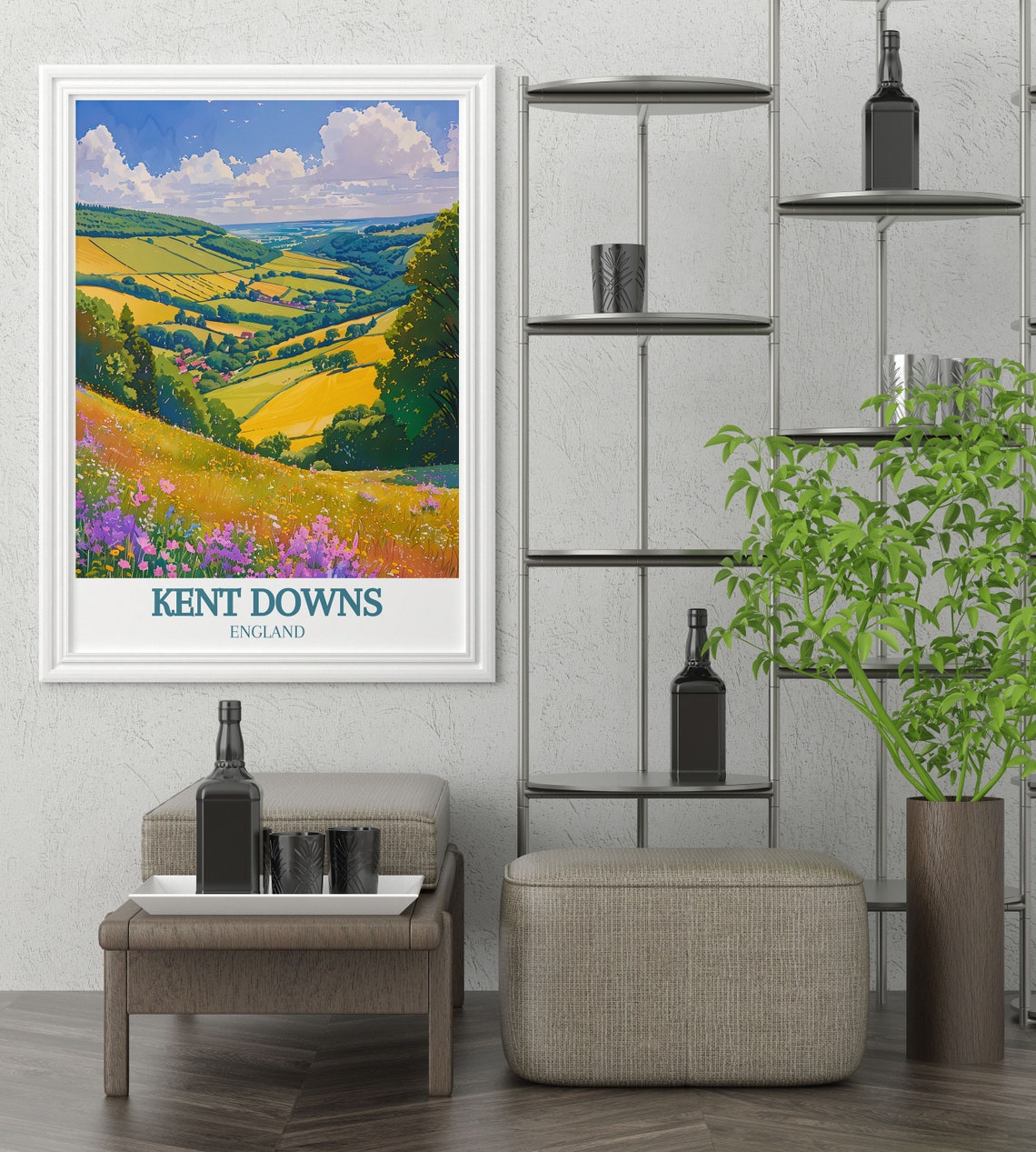 Kent Downs England Rolling Green Hills Wildflowers Summer Poster - Image 2