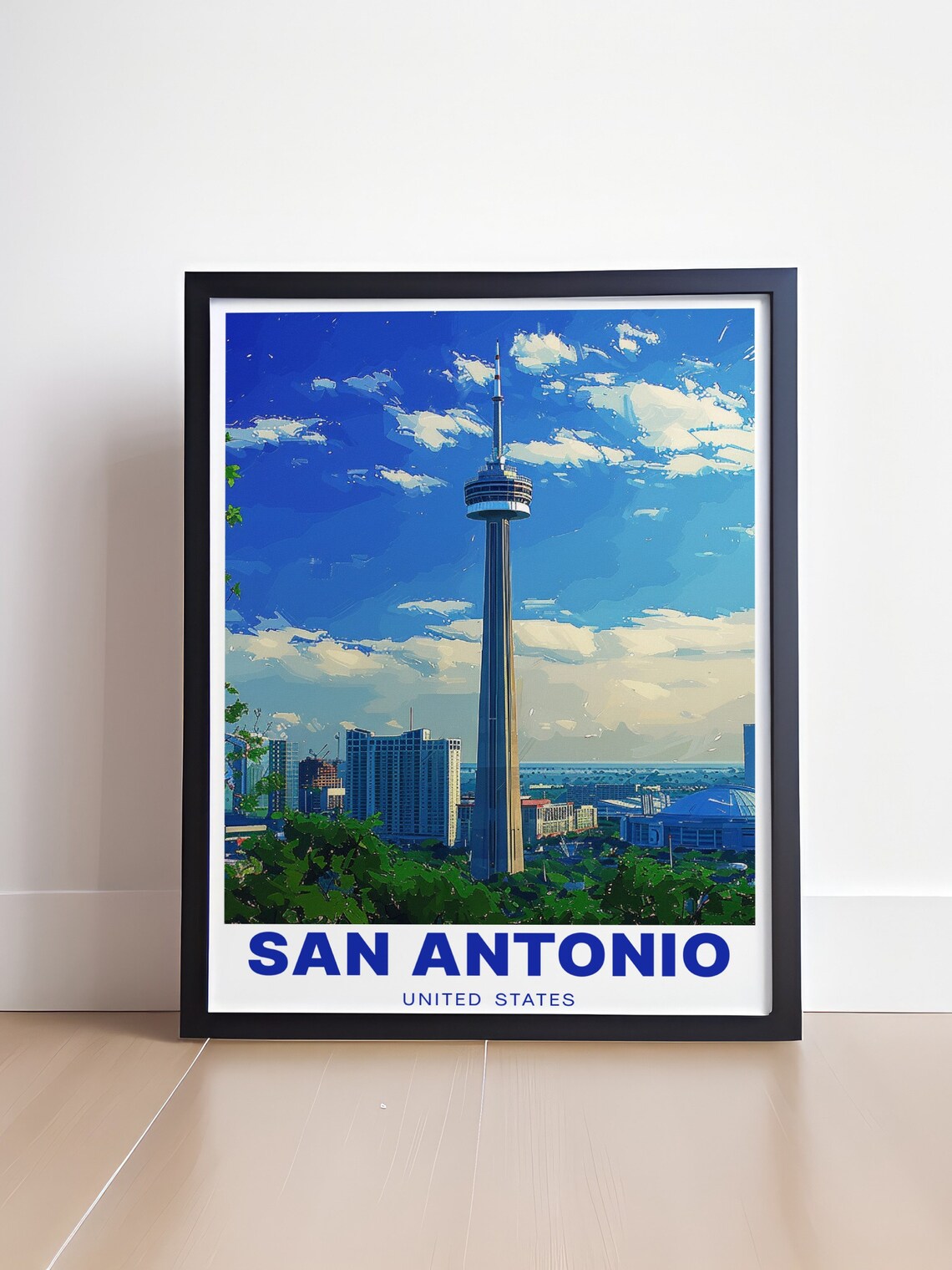 San Antonio Texas Tower of the Americas Downtown Skyline Poster - Image 4