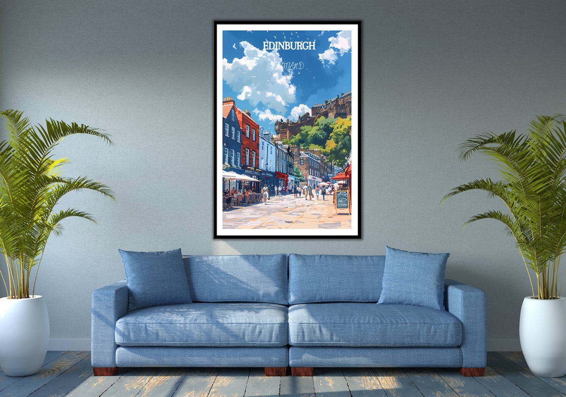 Edinburgh Royal Mile Street Scene with Castle Scotland Poster - Image 3