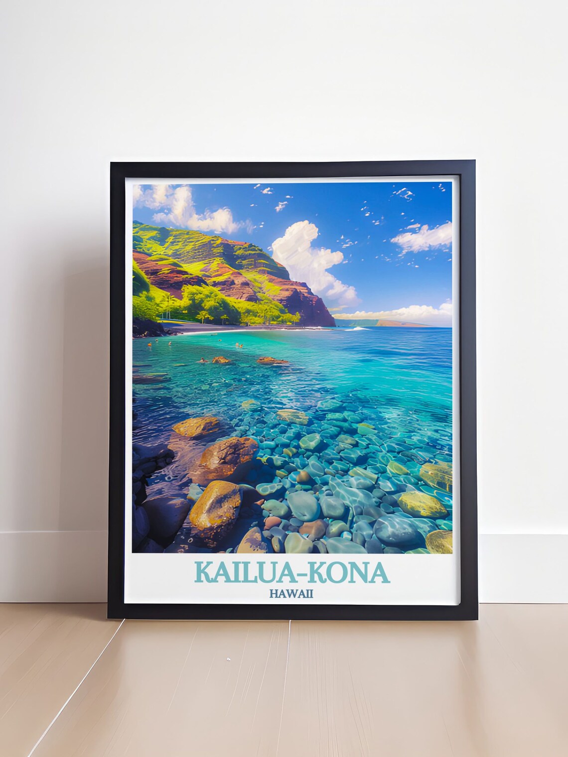 Kailua-Kona Hawaii Crystal Clear Rocky Beach Ocean Travel Poster - Image 4