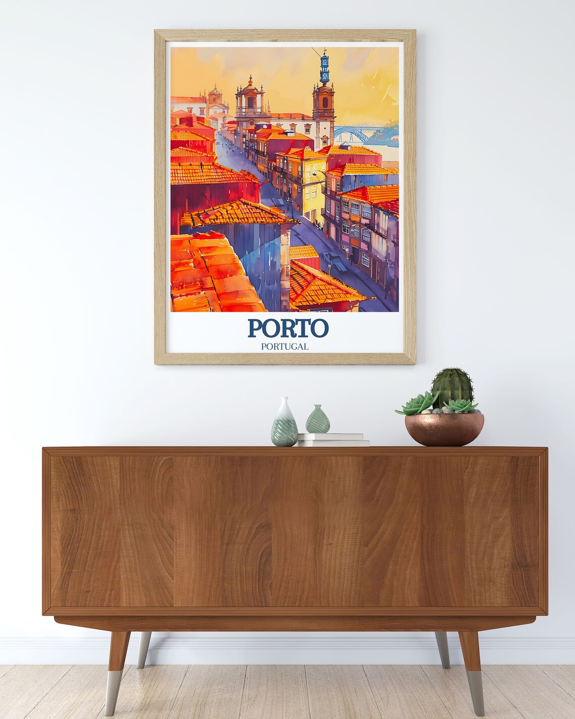 Porto Ribeira District and Dom Luis I Bridge Portugal Travel Poster - Image 2