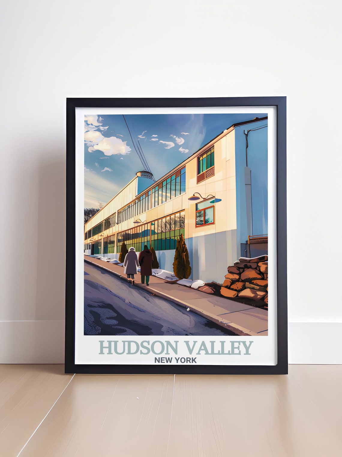 Hudson Valley The Wick Hotel Winter Street Modern Facade Poster - Image 4