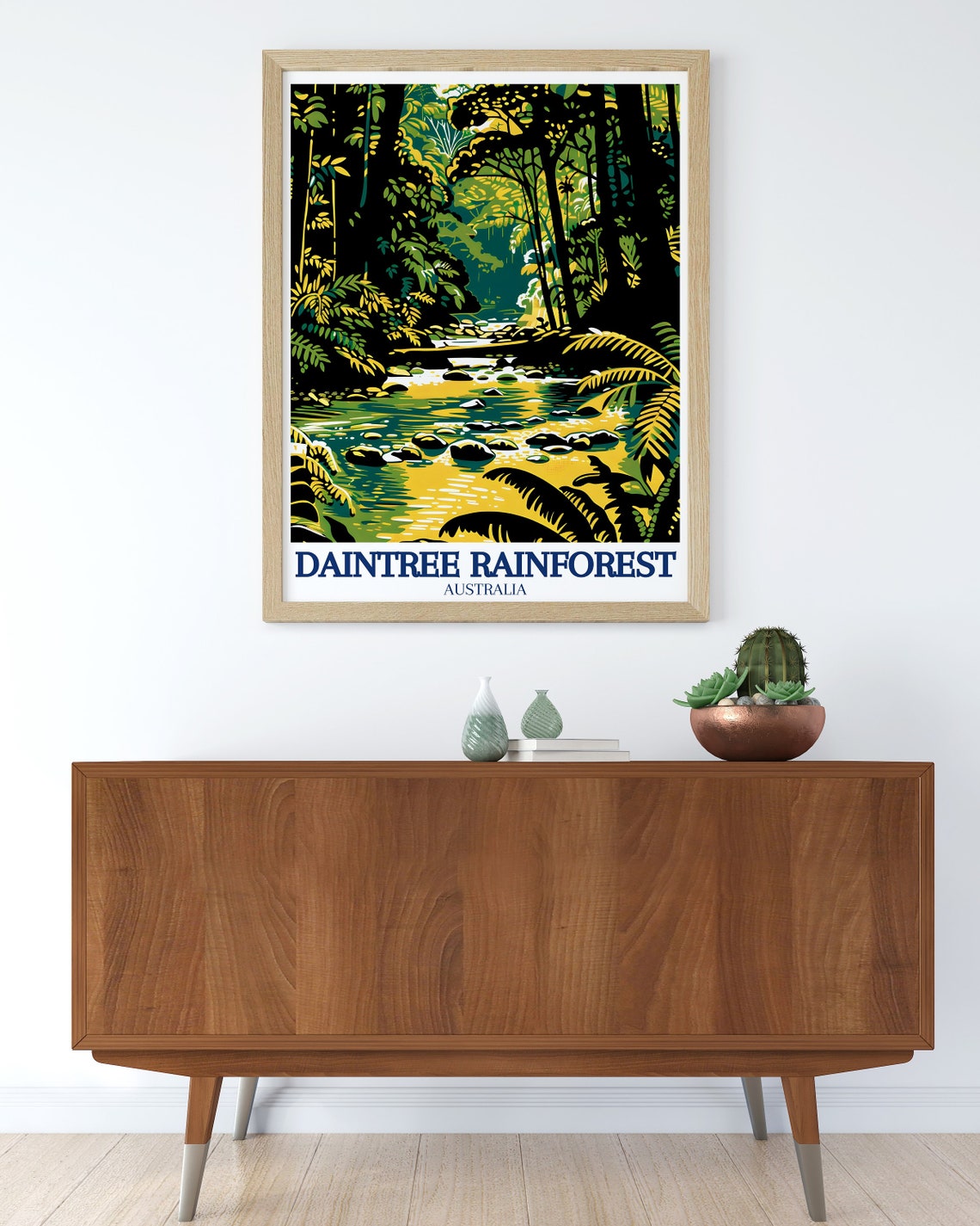 Daintree Rainforest Australia Jungle Creek Watercolor View Poster - Image 2