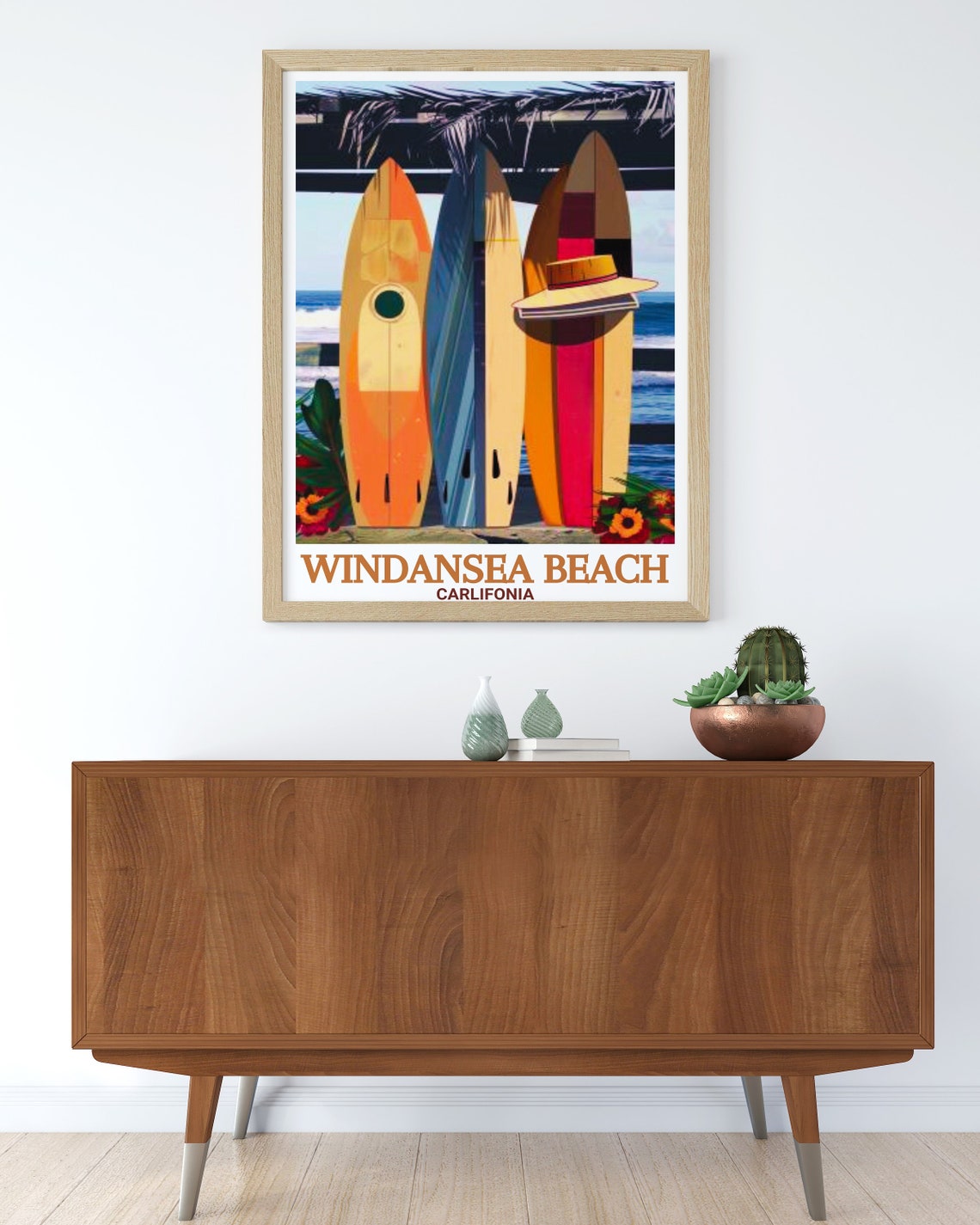 Windansea Beach California Colorful Surfboards Straw Hat Poster - Image 3