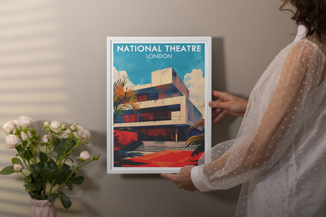 National Theatre London Facade Poster With Brutalist Concrete Building - Image 2